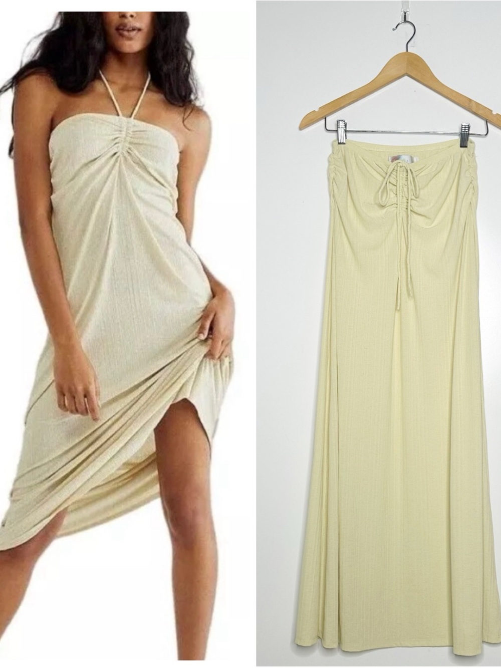 FP Beach Free People Yellow Convertible Midi Dress Maxi Skirt Small